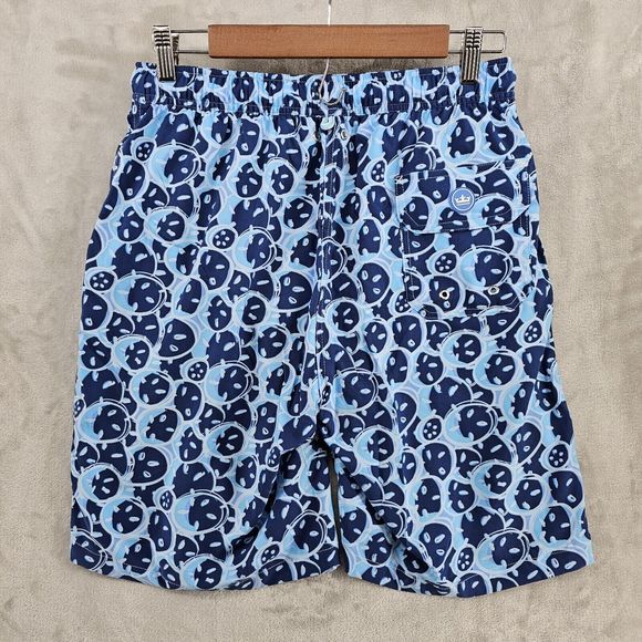 Peter Millar Seaside Swim Trunks Size medium Blue Sand dollar Print Mesh Liner - Picture 2 of 7